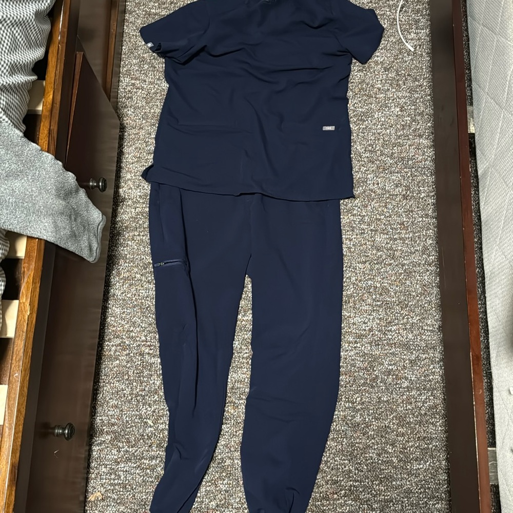 Navy figs scrubs top and bottom